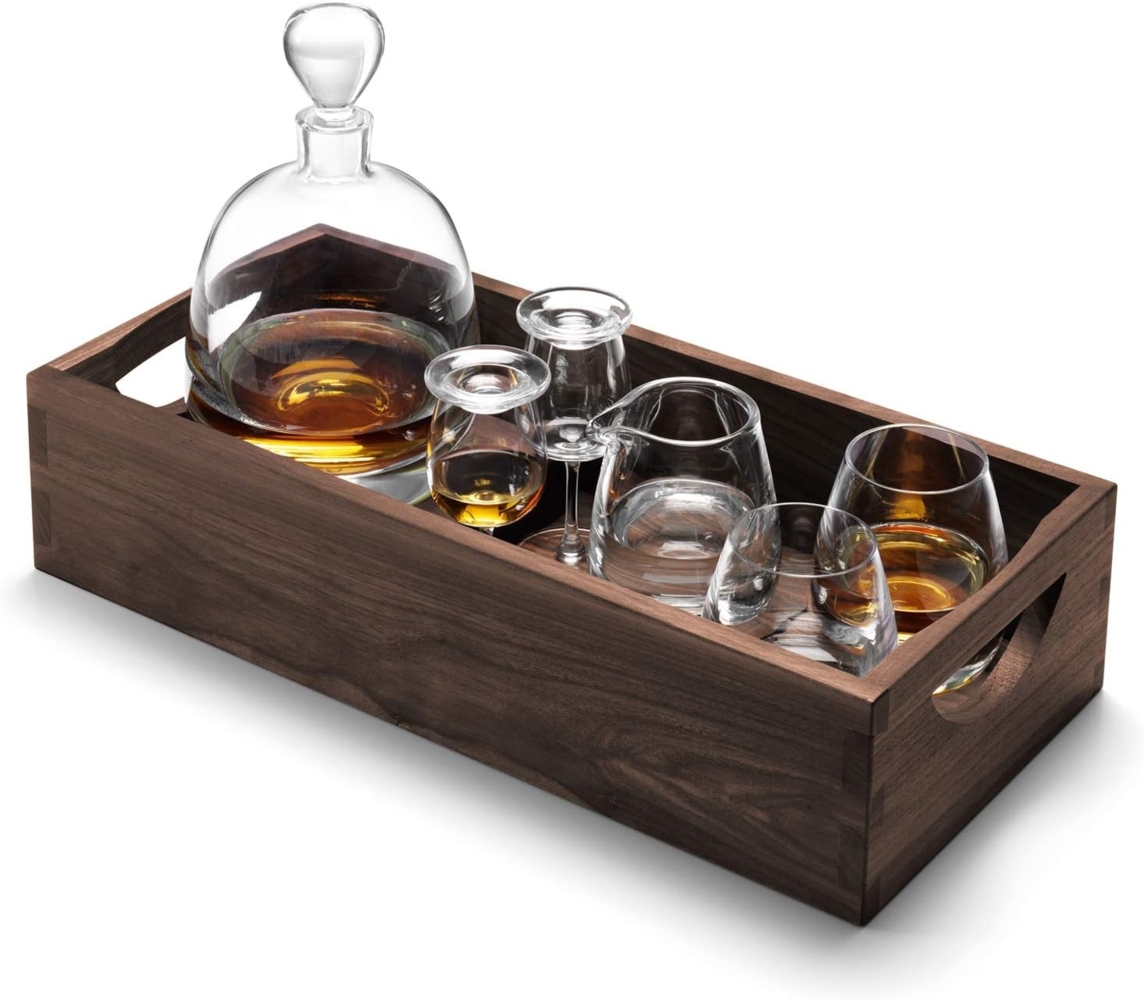 LSA International Whisky Islay Connoisseur-Set mit Walnuss-Tablett Bild 1