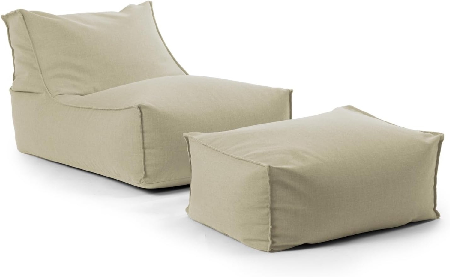 mokebo Sitzsack Der Sundowner (mit Hocker), Bean Bag Outdoor für Kinder & Erwachsene, Gartenliege in Natur Bild 1