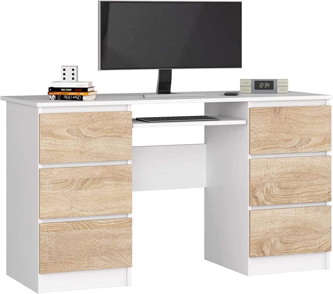 PC-Schreibtisch A11 mit Tastaturablage und 6 Schubladen, B135 x H77 x T50 cm, 60 kg Bild 1