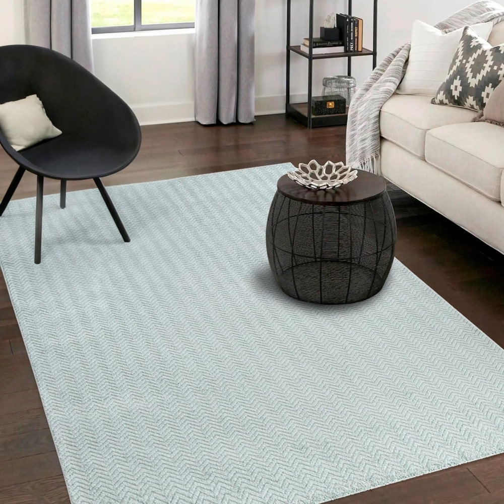 Teppich Wohnzimmer - Grün - 120x160cm - Meliert Muster- Einfarbig - Hoch Tief Effekt - Kurzflor Weich Schlafzimmer Kinderzimmer Dekoration - Deko Teppiche Bild 1