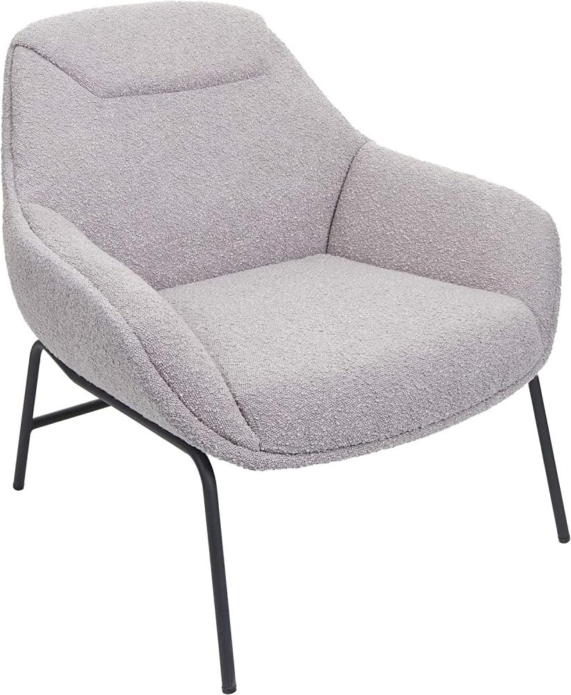 Lounge-Sessel HWC-J77, Cocktailsessel Sessel, Bouclé Stoff Metall ~ hellgrau Bild 1