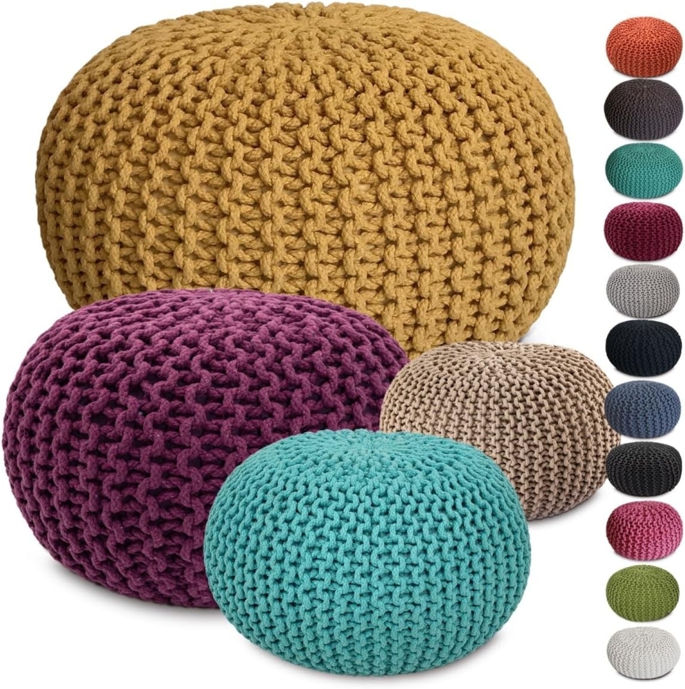 Amagohome Sitzhocker Strickhocker Pouf Ø45 o. 55cm Bodenkissen Sitzpouf XXL Baumwolle nachh Bild 1