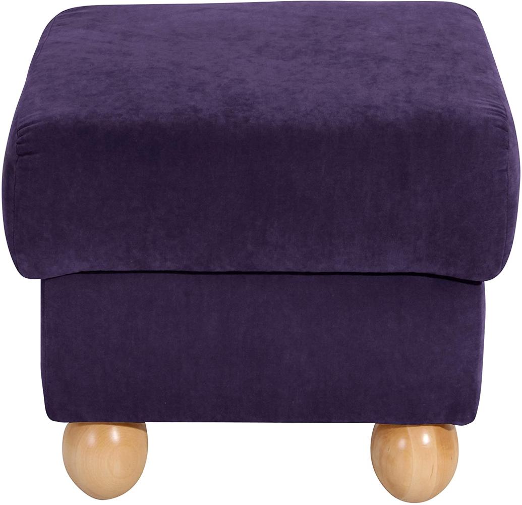 Monarch Hocker Veloursstoff Violett Buche Natur Bild 1