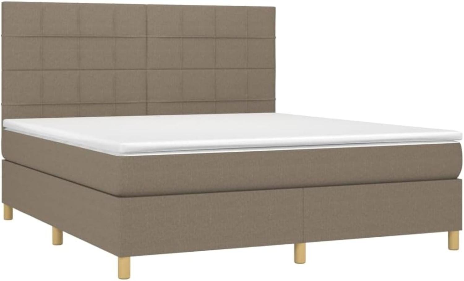 vidaXL Boxspringbett mit Matratze & LED Taupe 160x200 cm Stoff Bild 1