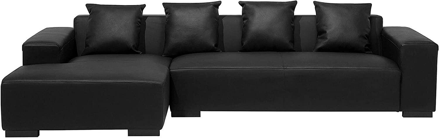 Ecksofa Leder schwarz rechtsseitig LUNGO Bild 1