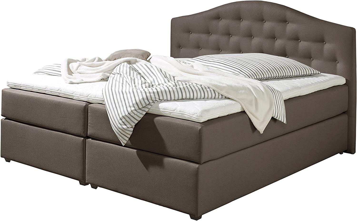 Maintal Boxspringbett Amber, 140x200 cm, Stoff, Bonellfederkern Matratze h2, Braun Bild 1