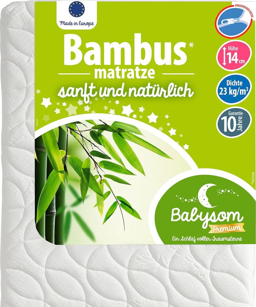 Babysom - Babymatratze Bambus - 60x120cm | Kindermatratze - Naturfaser - Atmungsaktiv - Bezug abziehbar - Luftdurchlässiger Kaltschaum - Geprüft - Höhe 14cm Bild 1