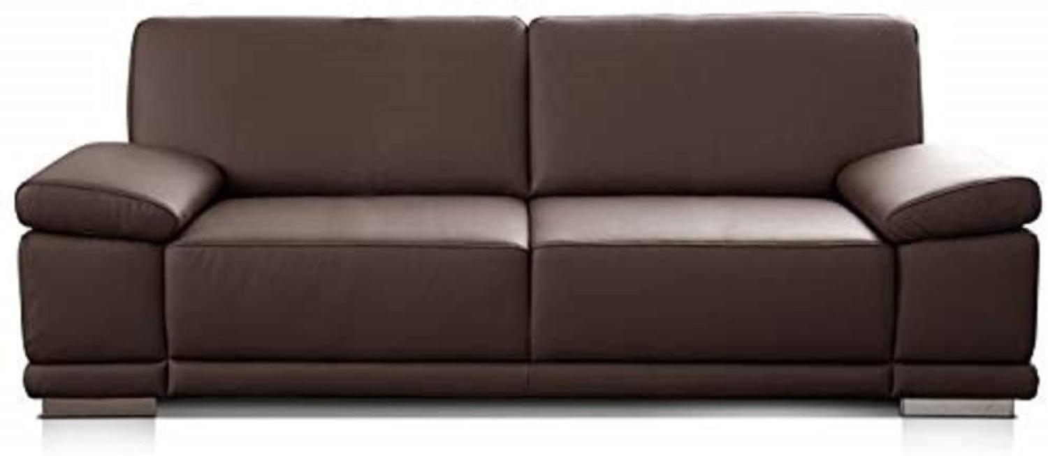 CAVADORE 3-Sitzer Sofa Corianne in Kunstleder / Sofa Lederoptik in hochwertigem Kunstleder und modernem Design / Mit verstellbaren Armlehnen / 217 x 80 x 99 / Kunstleder braun Bild 1