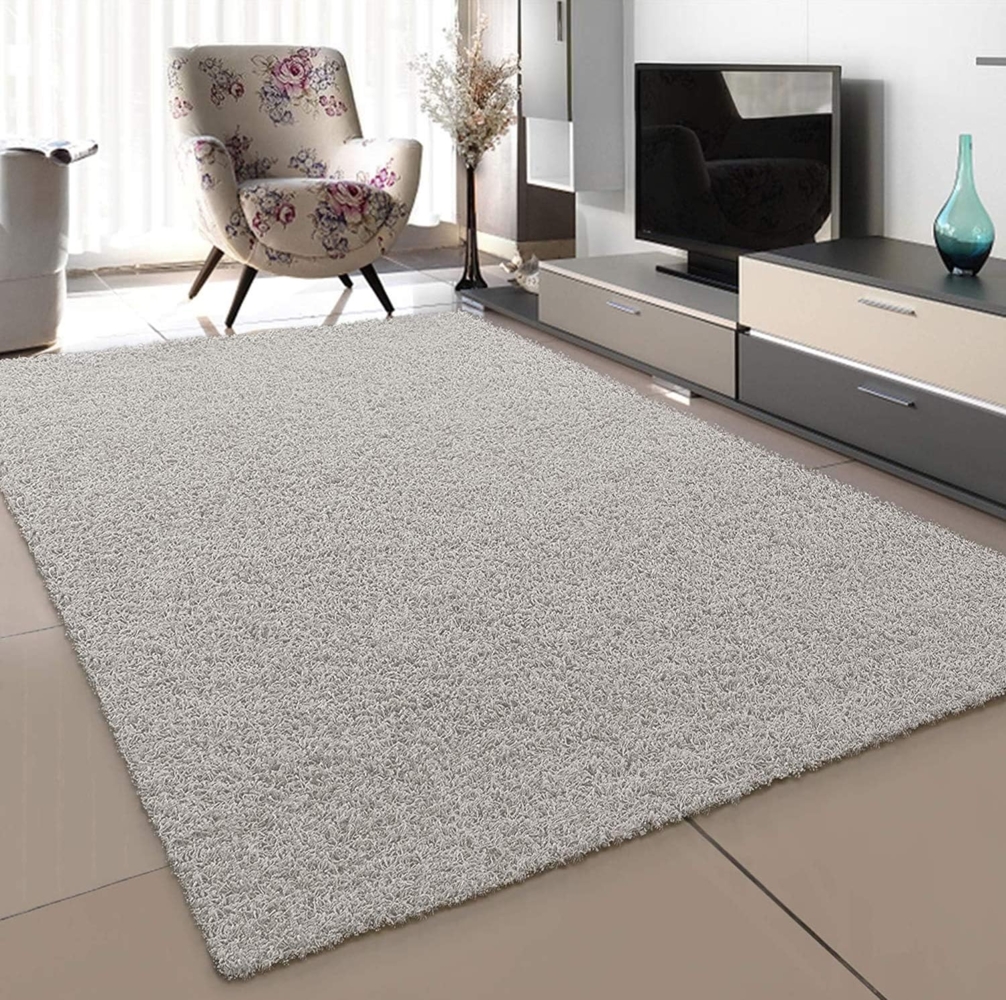 SANAT Teppich Wohnzimmer - Creme Hochflor Langflor Teppiche Modern, Größe: 160x230 cm Bild 1