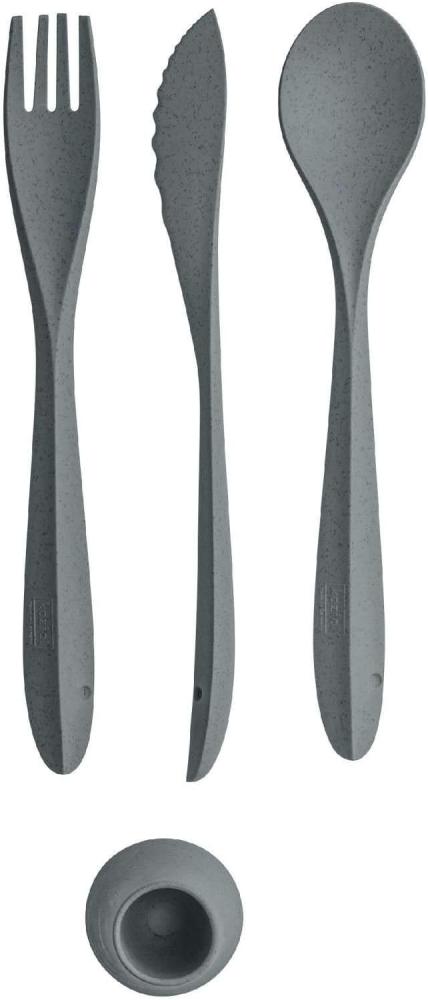 Koziol Besteck-Set 4-teilig Tulip, Besteckset, To Go Besteck, Thermoplastischer Kunststoff, Organic Deep Grey, 4037673 Bild 1