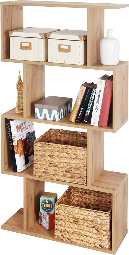 Standregal 129 x 70 x 25 cm Eiche braun – Bücherregal Raumteiler Wohnzimmer RICOO WM071-EG Bild 1