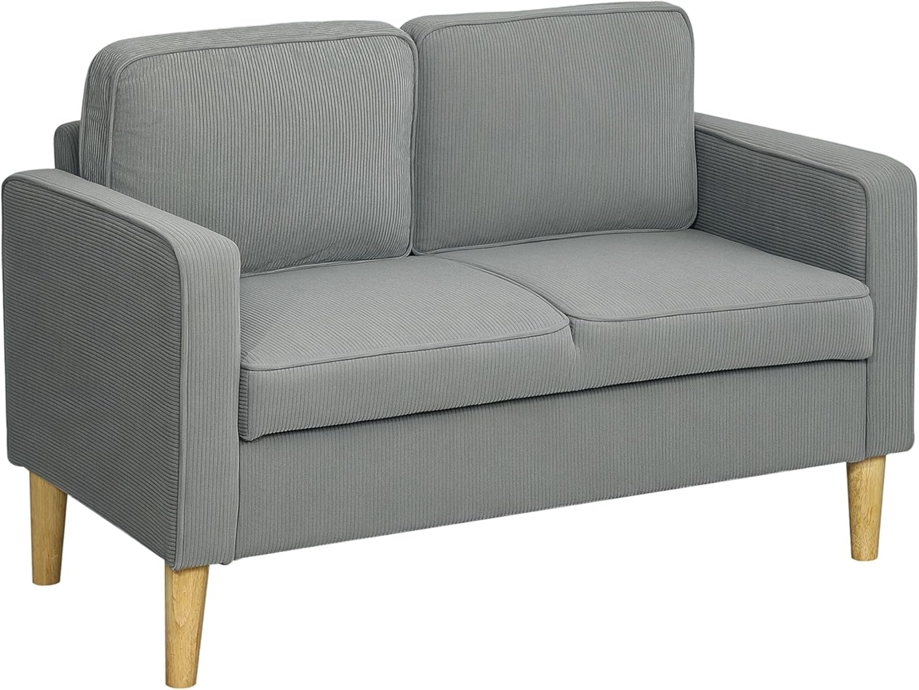 HOMCOM 2-Sitzer Sofa klein Couch mit Armlehne, Stauraum, Loungesofa 1 Teile, für Wohnzimmer, Schlafzimmer, 117 x 63 x 79 cm, Hellgrau Bild 1