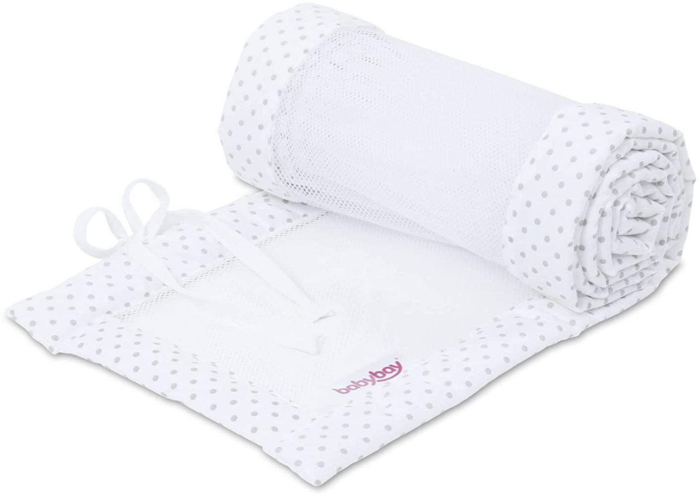 babybay Nestchen Mesh-Piqué passend für Modell Boxspring XXL, weiß Punkte perlgrau Bild 1