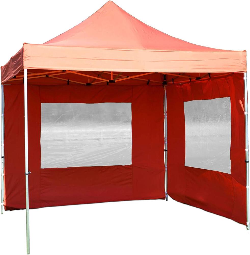 Nexos PROFI Faltpavillon Partyzelt Pavillon 3x3 m mit 2 Seitenteilen - hochwertige Ausführung - wasserdichtes Dach mit PVC-coating - 270 g m² inklusive Tragetasche und Zubehör - Farbe: terracotta Faltpavillon Bild 1