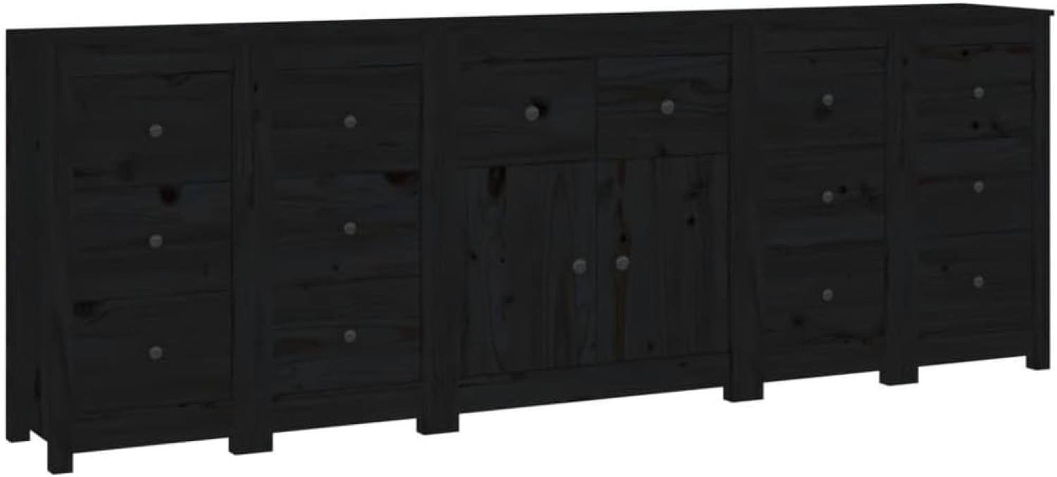 Sideboard Schwarz 230 x 35 x 80 cm Massivholz Kiefer [3114093] Bild 1