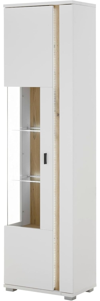 Vitrine Bellport in weiß matt und Eiche 55 x 200 cm Bild 1