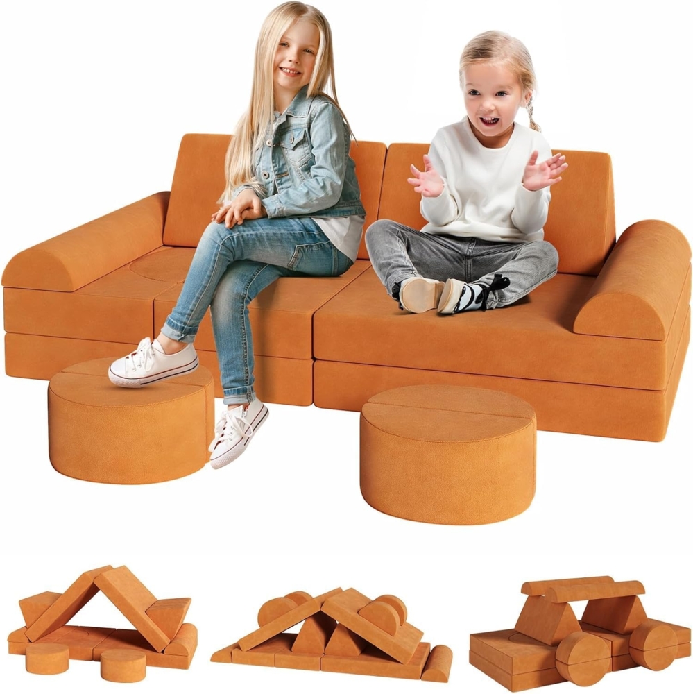 Clevich 15-Teilige Modulare Kinderspielcouch, Kindersofa aus Schaumstoff Bausteine, Spielsofa zum Lernen & Spielen, Kuschelecke im Kinderzimmer, Softbausteine für Kinderzimmer oder Spielzimmer Bild 1
