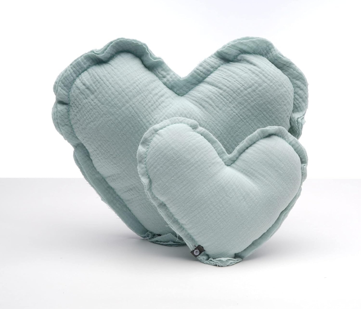 von Herzen Babykissen Musselinkissen Herz aus 100% Baumwolle, Dekokissen Kuschelkissen Bild 1