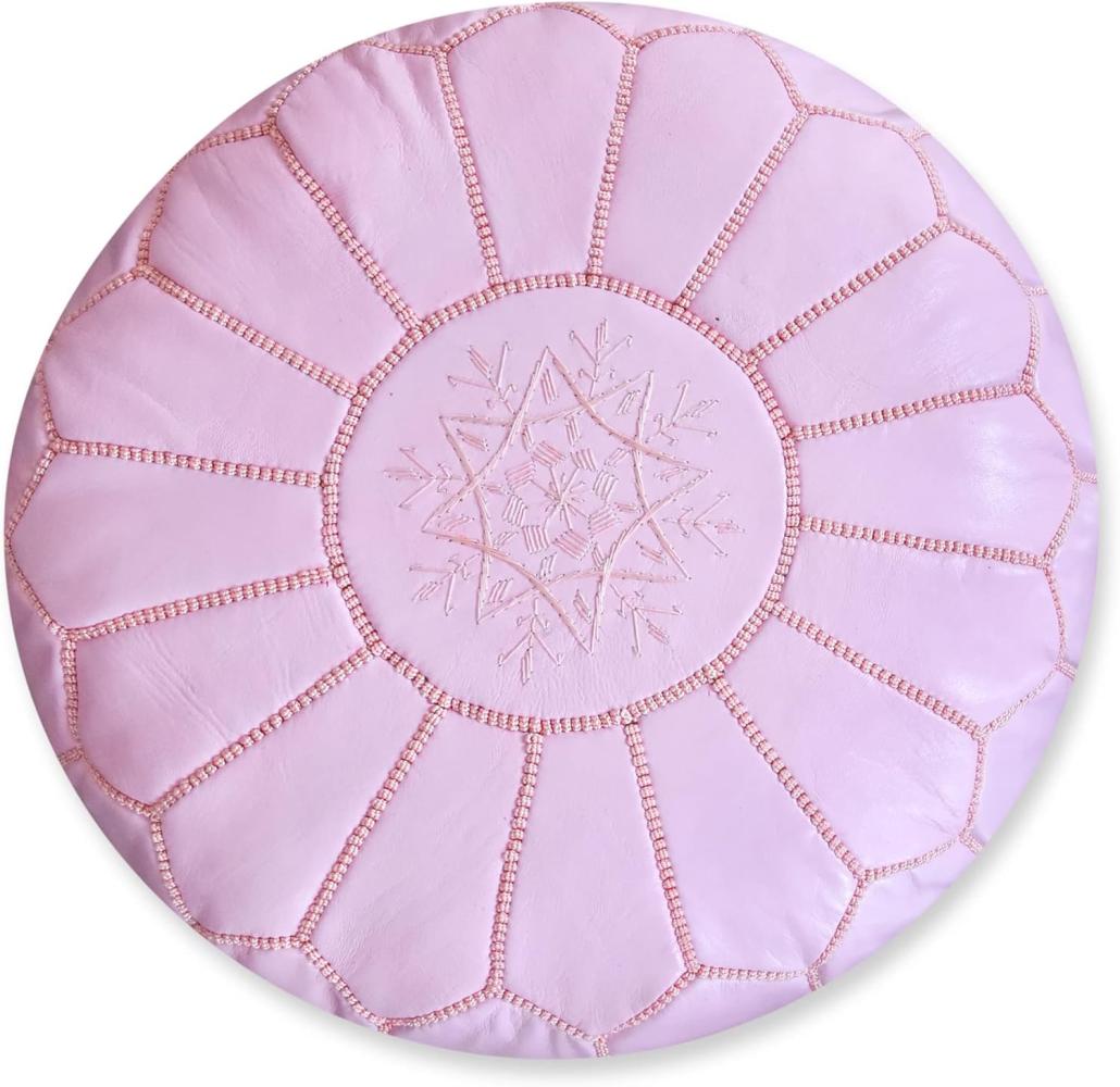 Poufs&Pillows Premium Echt Leder Pouf - Handgefertigt - Gefüllt geliefert - Ottoman, Sitzsack, Fußhocker (Rosa) Bild 1