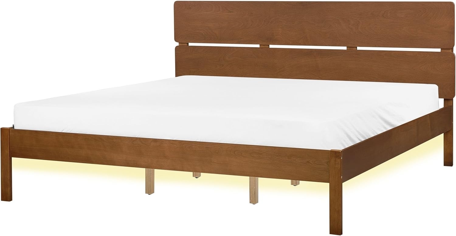 Bett mit LED BOISSET 180 x 200 cm LED Heller Holzfarbton Bild 1