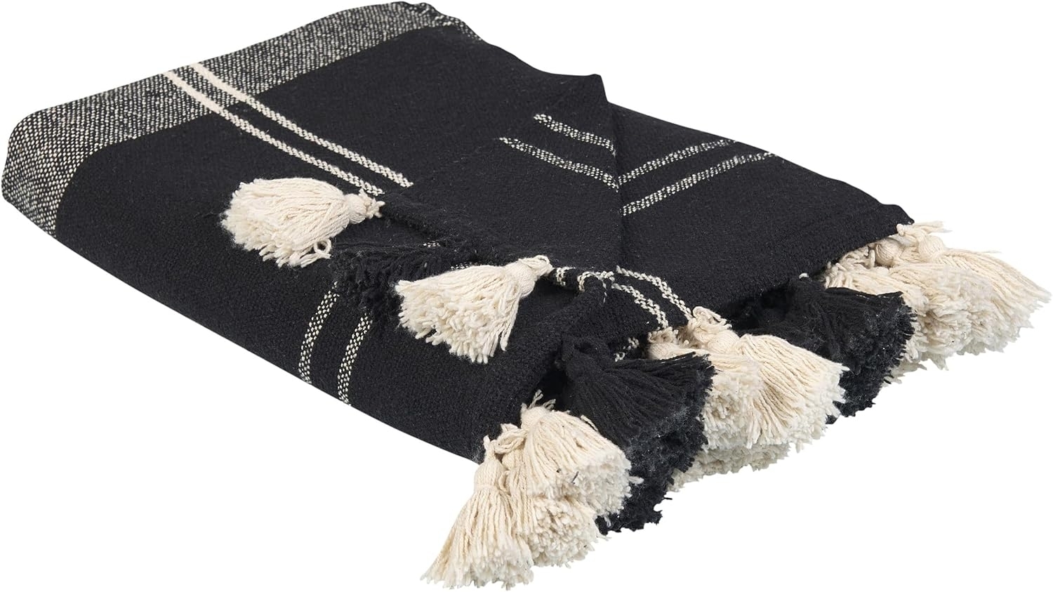 Beliani 'Kulac' Kuscheldecke, Baumwollmischgewebe schwarz, 130 x 170 cm Bild 1