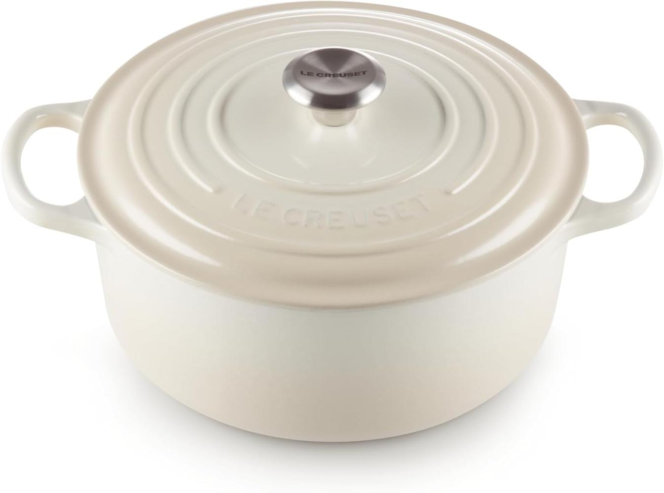 Le Creuset Signature Gusseisen-Bräter mit Deckel, Für alle Herdarten und Induktion geeignet, Rund, Meringue, 26,0 cm, 5.3 Bild 1