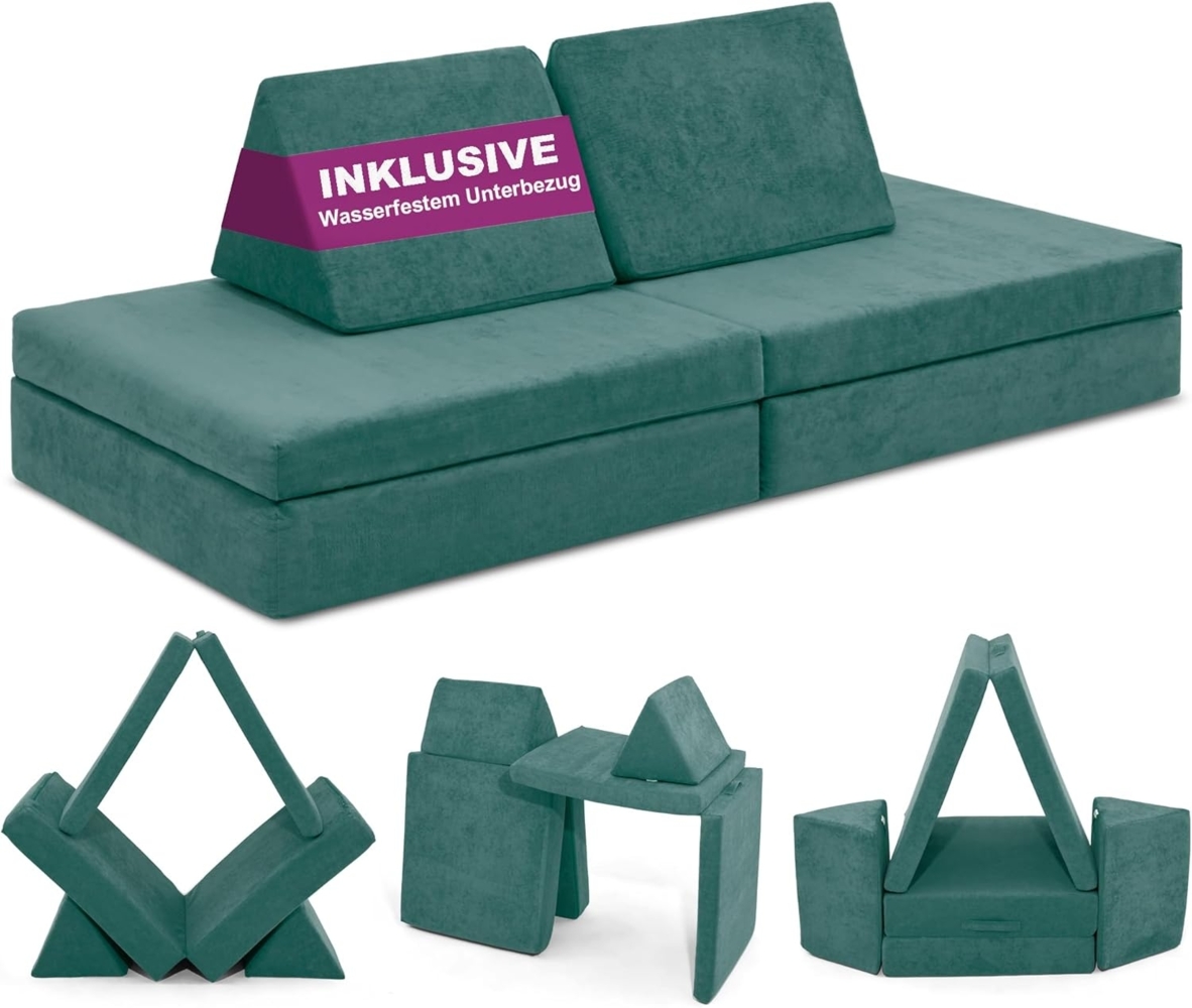 Linodino Kindersofa Spielsofa I aus Schaumstoff Bausteine I Spielcouch für Kinder, Wasserfeste Unterbezüge, Waschbare Chenille Bezüge 30° Bild 1