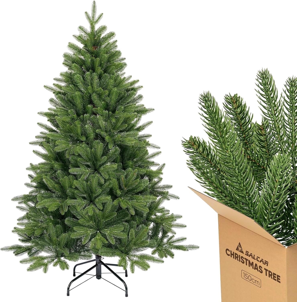 SALCAR Premium Künstlicher Weihnachtsbaum 150cm – Nordmanntanne aus 100% PE in Naturgrün Farb- & Formstabil Geruchlos Kein Nadelverlust Bild 1