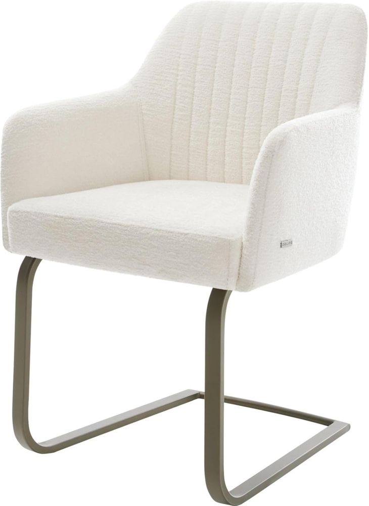 Freischwinger Greg-Flex Bouclé Soft Beige Freischwinger flach Effektfinish Titan Taschenfederkern Bild 1