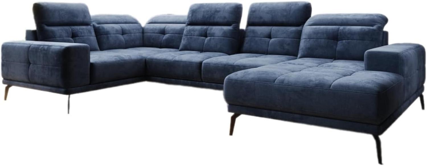 Designer Sofa Nerio mit verstellbarer Kopf- und Rückenlehne Samt Blau Rechts Bild 1