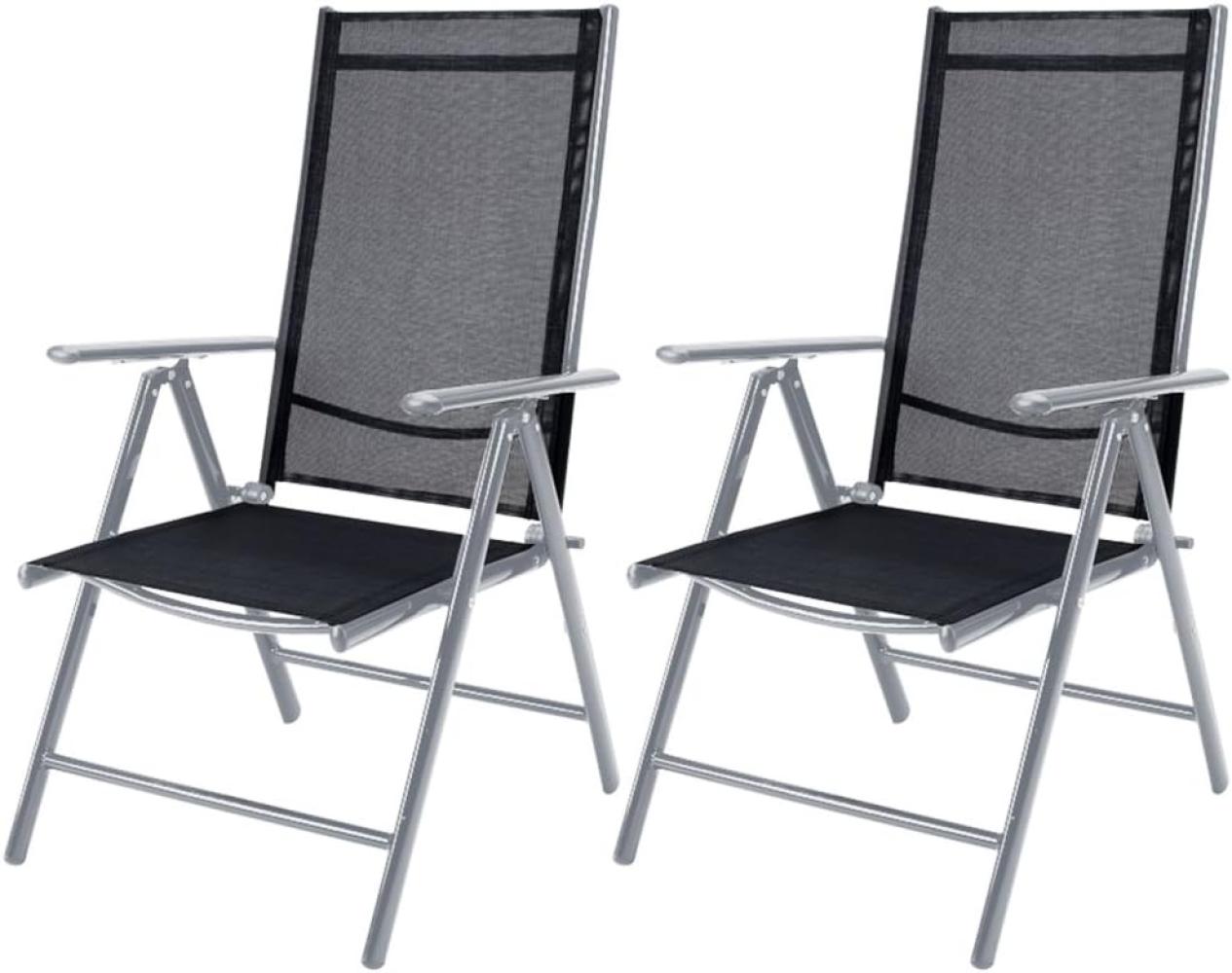 Casaria® Gartenstuhl 2er Set Klappbar Aluminium Wetterfest 8- Fach Verstellbar 120kg Belastbar Outdoor Balkon Camping Hochlehner Klappstuhl Stuhl Silber Bild 1