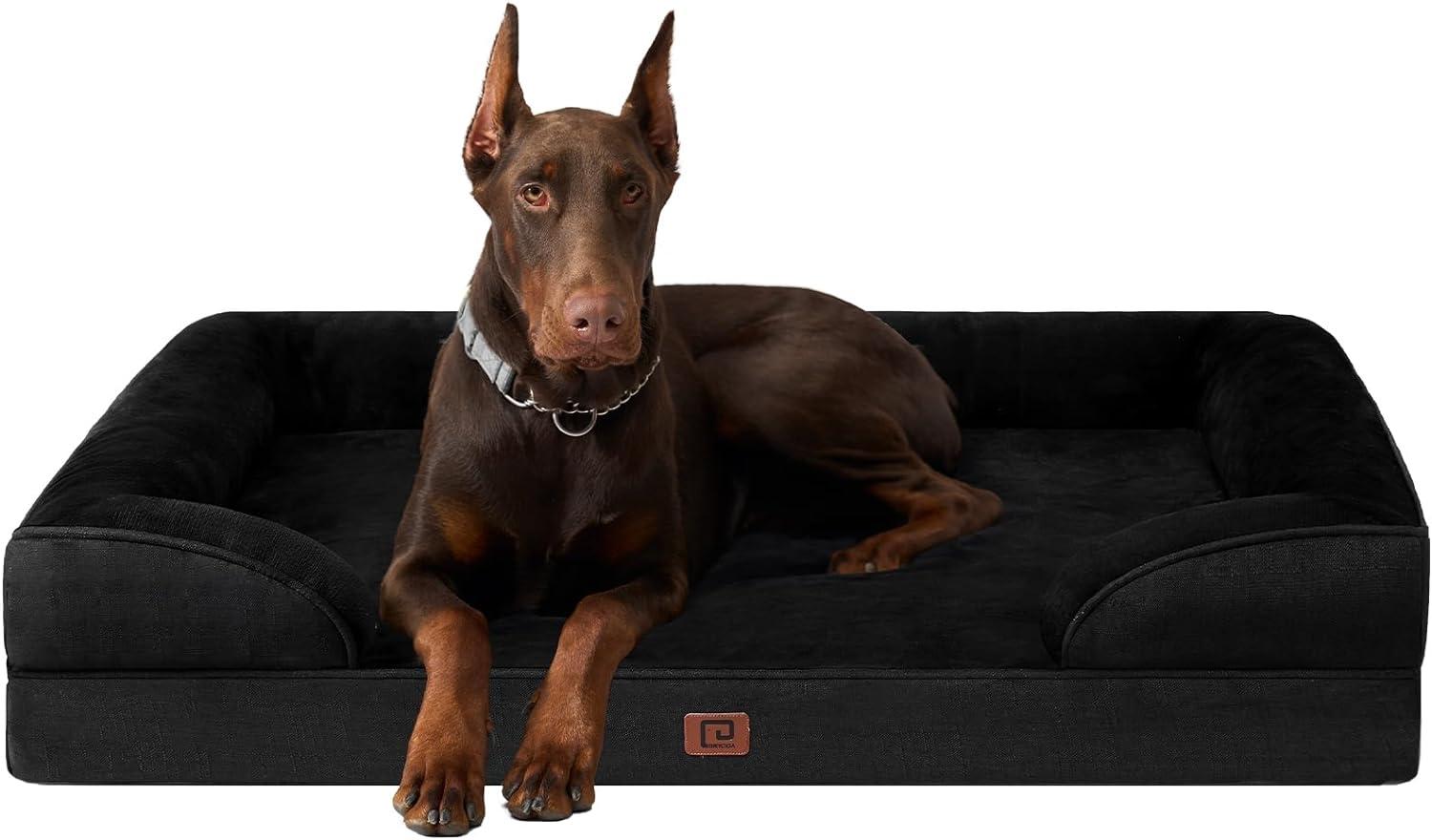 EHEYCIGA Orthopädisches Hundebett Grosse Hunde, Memory Foam XXL, Waschbar, Wasserdicht rutschfest, mit Hohem Rand, Schwarz Bild 1