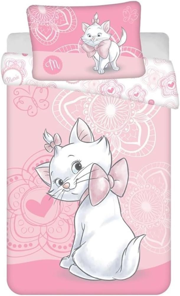 Disney Kinder Bettwäsche Wendemotiv Aristocats Marie Cat Baby Katze mit Schleife Rosa Bettdecke 100x135 + Kopfkissen 40x60 cm, 100% Baumwolle Bild 1