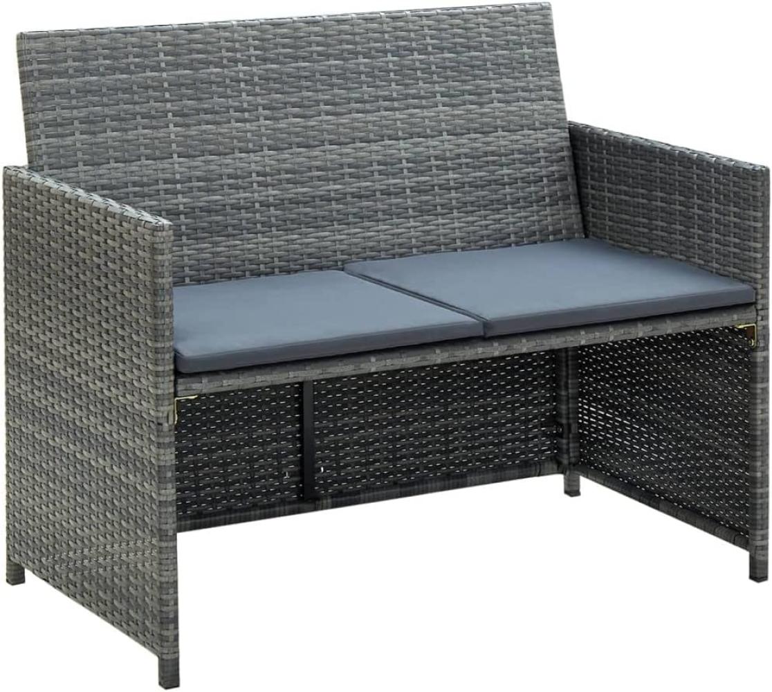 vidaXL 2-Sitzer-Gartensofa mit Polstern Grau Poly Rattan 43912 Bild 1