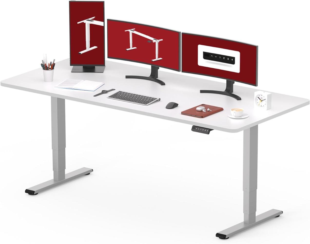 SANODESK EC4 Höhenverstellbarer Schreibtisch (180x80cm) mit 2 starken Motoren Elektrisch Schreibtisch Plus 3-Fach-Teleskop, mit Memory-Steuerung - Stehtisch Bild 1