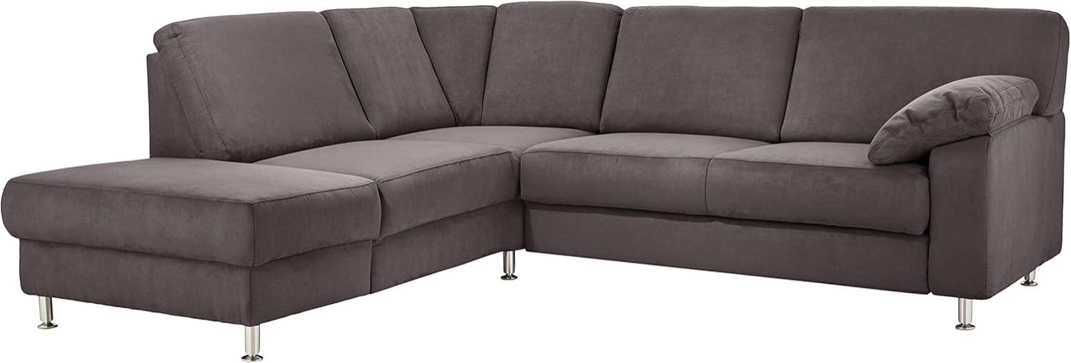 Cavadore Ecksofa Belfast mit Ottomane links / Polsterecke mit Federkern / inkl. Vorziehsitz und Bettkasten / 243 x 88 x 218 / Mikrofaser Grau Bild 1