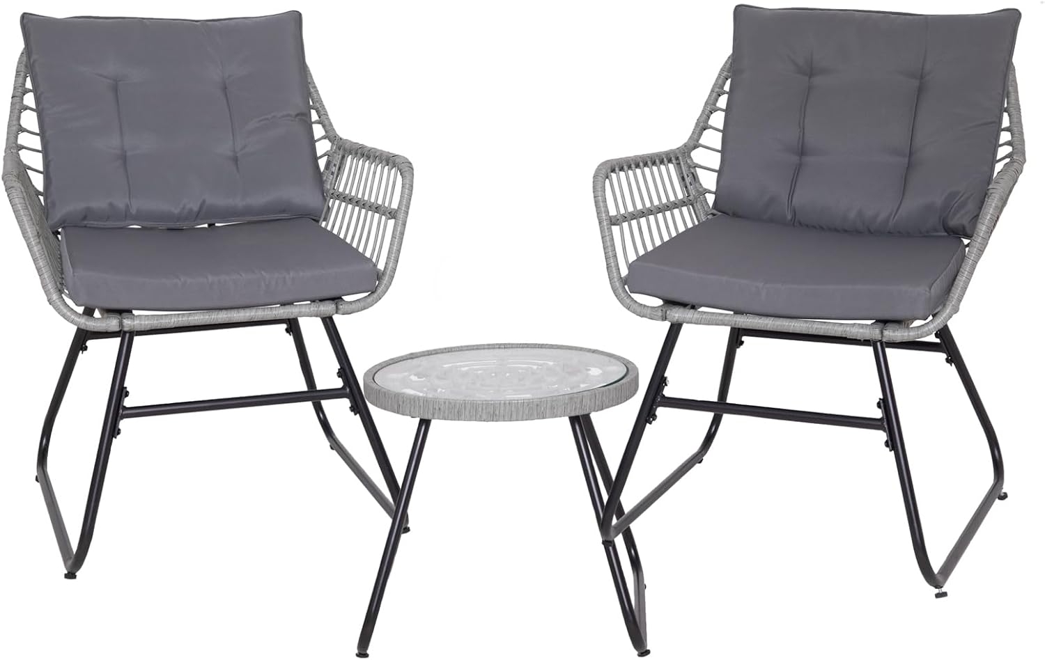 SVITA Balkonset AMALFI, Rattan, Outdoor, Sitzgruppe, Hellgrau Bild 1