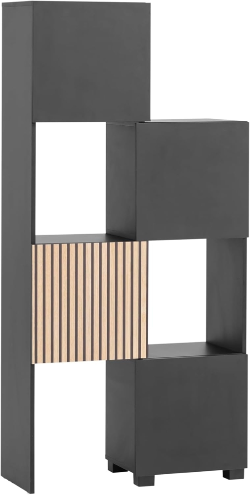 Schildmeyer Schieberegal Alexa, Holzwerkstoff, Schwarzmatt, 44,8-76,0 x 33,1 x 165,1 cm Bild 1