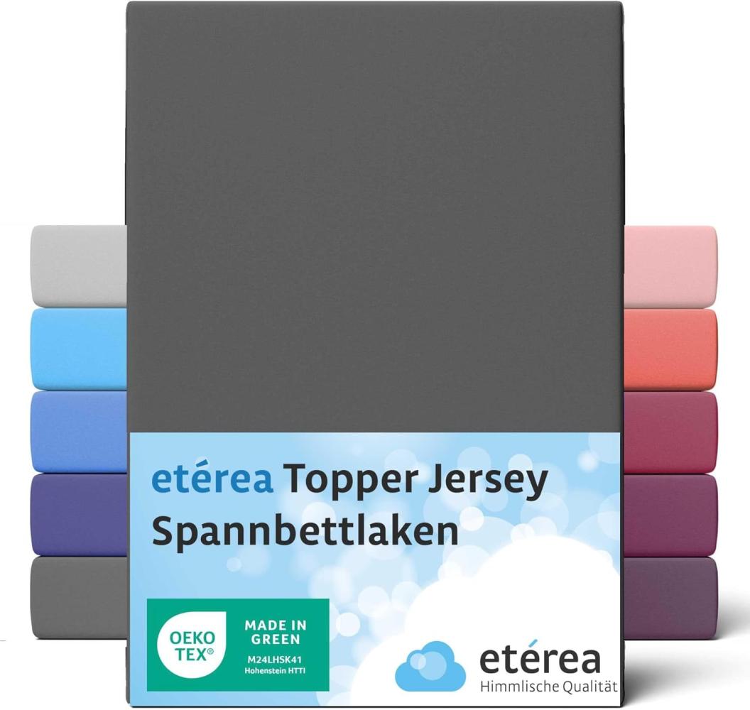 etérea Jersey Topper Spannbettlaken Spannbetttuch Anthrazit 140x200 - 160x200 cm Bild 1