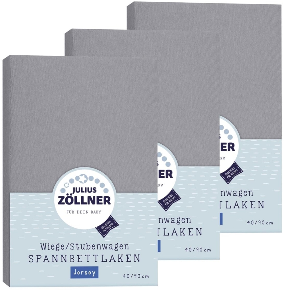 Julius Zöllner Spannbetttuch Jersey 90x40 Anthracite 3er Pack Bild 1