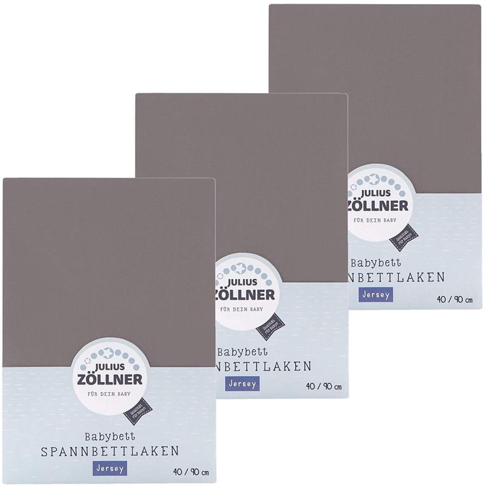 Julius Zöllner Spannbetttuch Jersey 90x40 Anthracite 3er Pack Bild 1