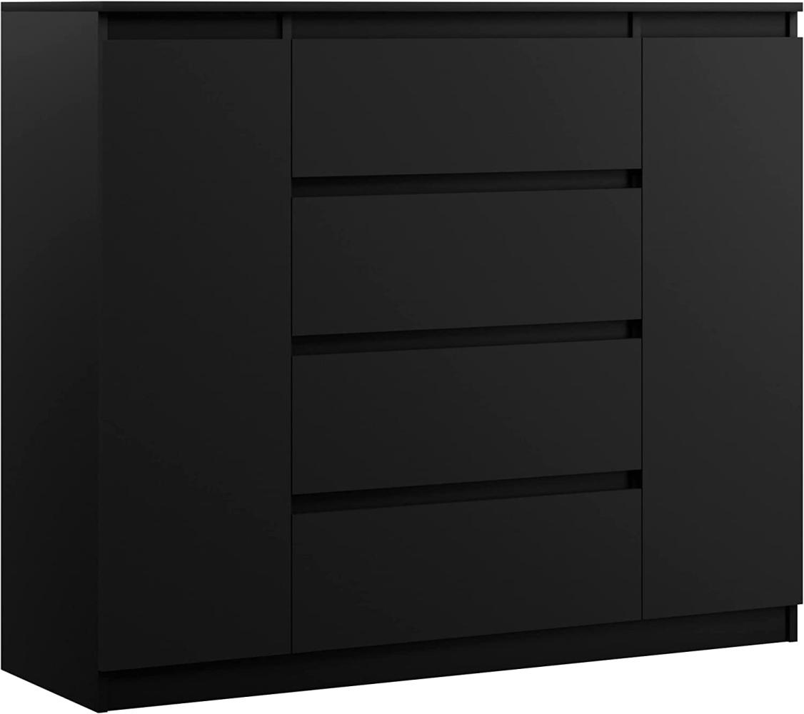 3xEliving Demi 2D4S Kommode 120cm in schwarz - Modernes Sideboard mit viel Stauraum für Ihren Wohnbereich - 120 x 101 x 39 cm (B/H/T) Bild 1