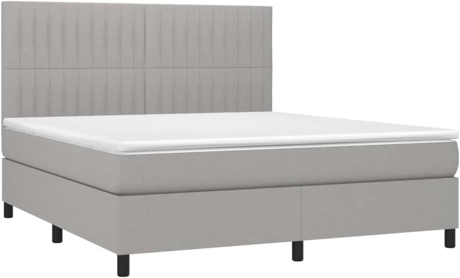 vidaXL Boxspringbett mit Matratze & LED Hellgrau 160x200 cm Stoff 3135045 Bild 1