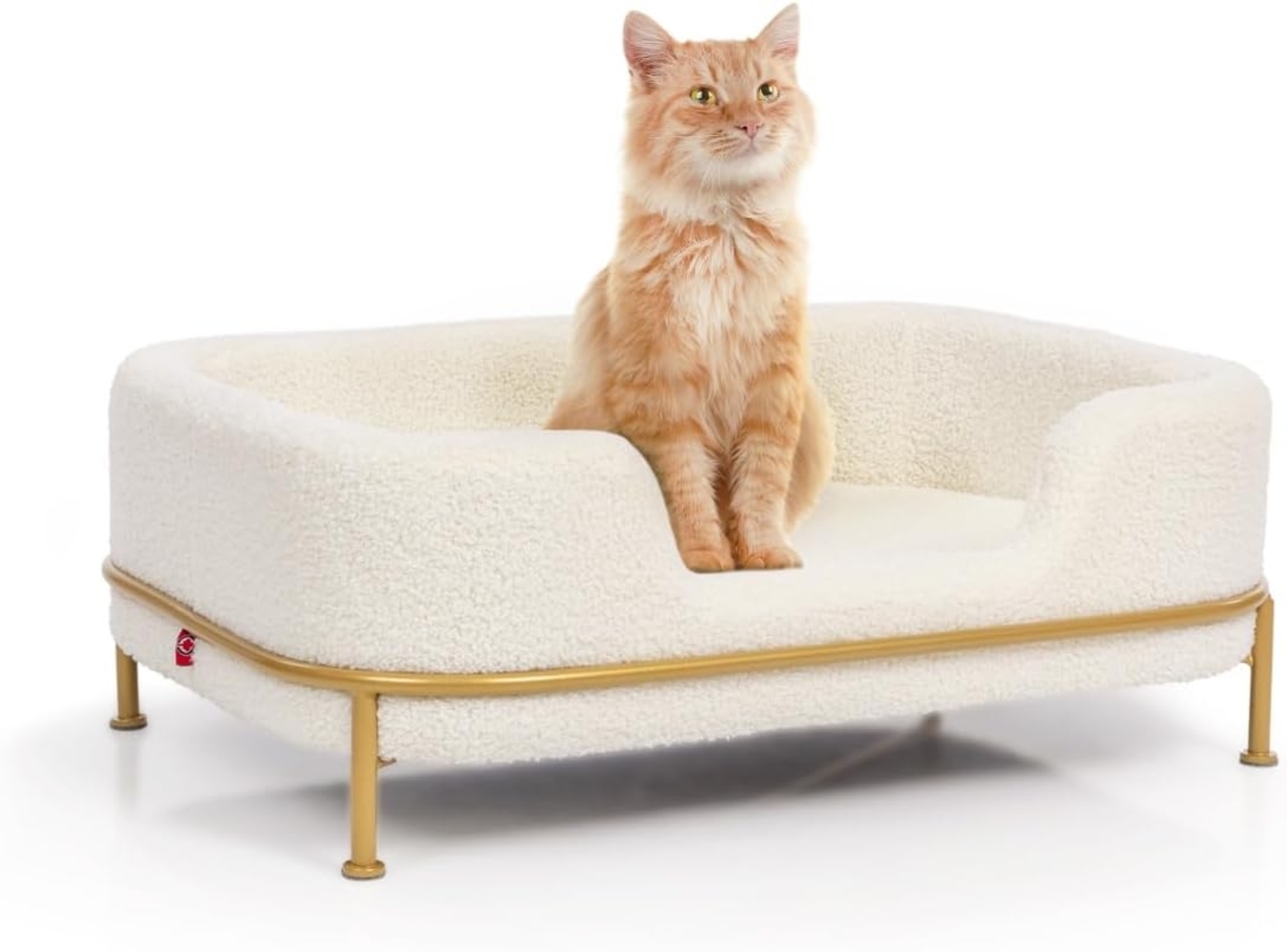 Canadian Cat Company Tierbett Premium Katzenbett Windsor Design-Katzenkorb, Teddy weiß-gold, ca. 68 x 47,5 x 25,5 cm Bild 1