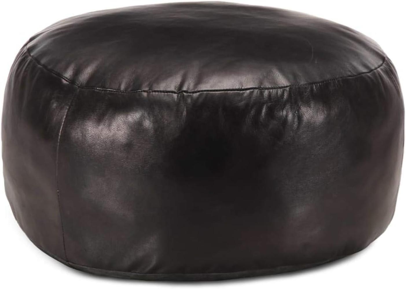 vidaXL Pouf Schwarz 60 x 30 cm Echtes Ziegenleder 248140 Bild 1