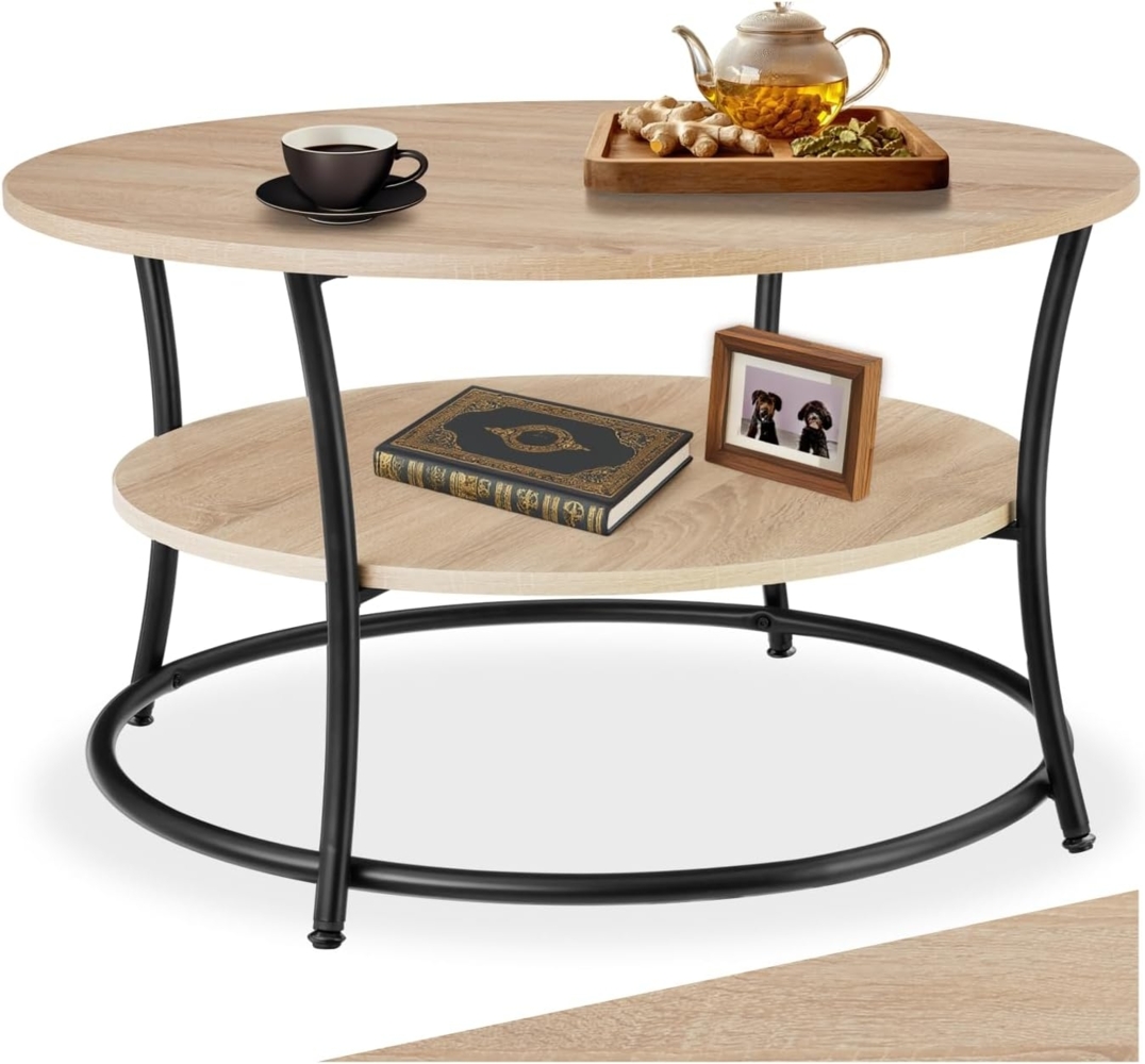 tectake Couchtisch Beistelltisch Cromford 80x46cm (1-St, 1 tlg), Geschwungener Couchtisch im angesagten Industrie-Stil Bild 1