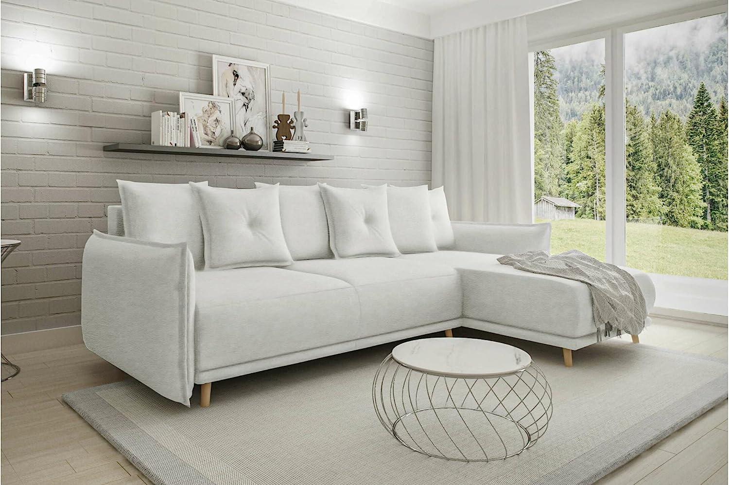 Stylefy Mauri Ecksofa Kunstleder CAYENNE Weiß Rechts Bild 1