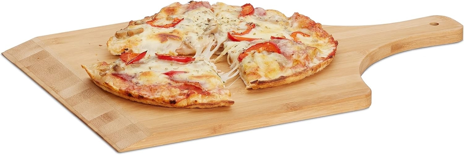 relaxdays Pizzaschieber 3 x Pizzaschaufel Bambus Bild 1