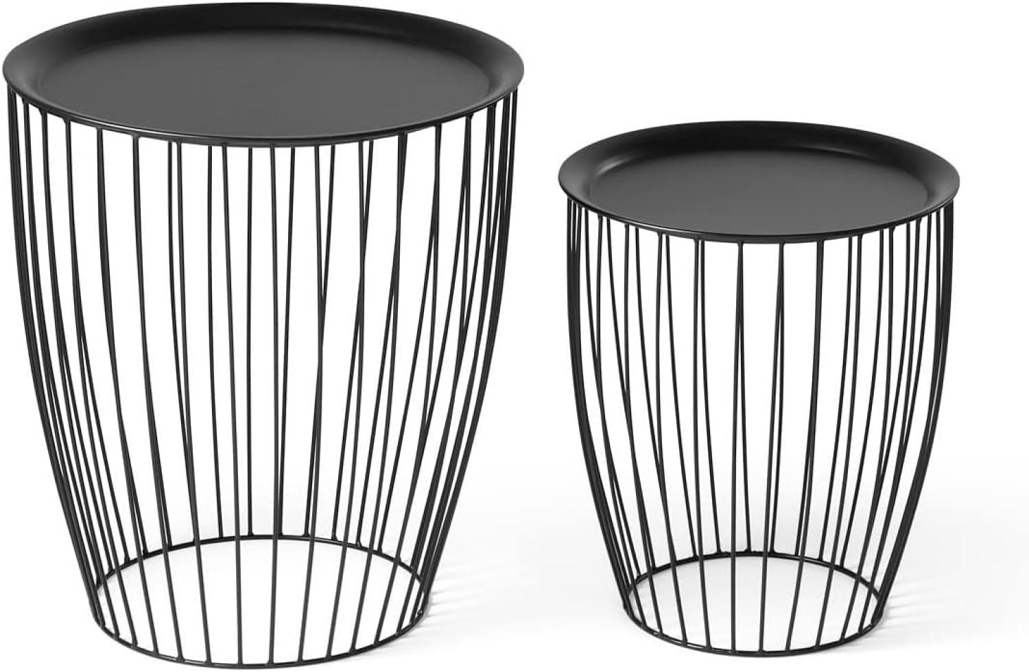 LIFA LIVING Moderner Couchtisch 2er-Set, Beistelltisch mit abnehmbaren Deckel, Wohnzimmertisch im Set aus schwarzem Metall, Belastbarkeit bis zu 10 kg Bild 1
