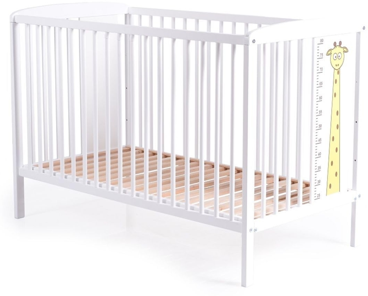 Cangaroo Babybett Amelia 120 x 60 cm, Holz Buche, 3 Höhenpositionen, Gitterbett weiß Bild 1